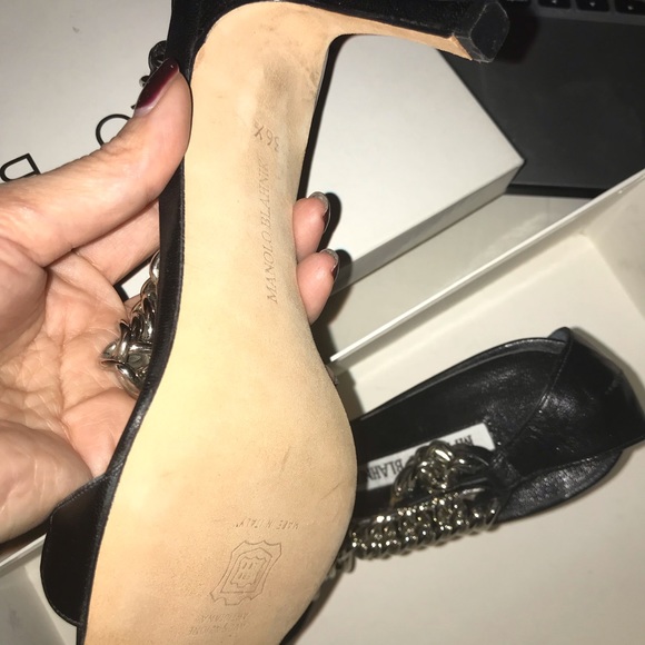 Manolo Blahnik Heels w/ Chain Straps 36.5 Mint! - Picture 3 of 4